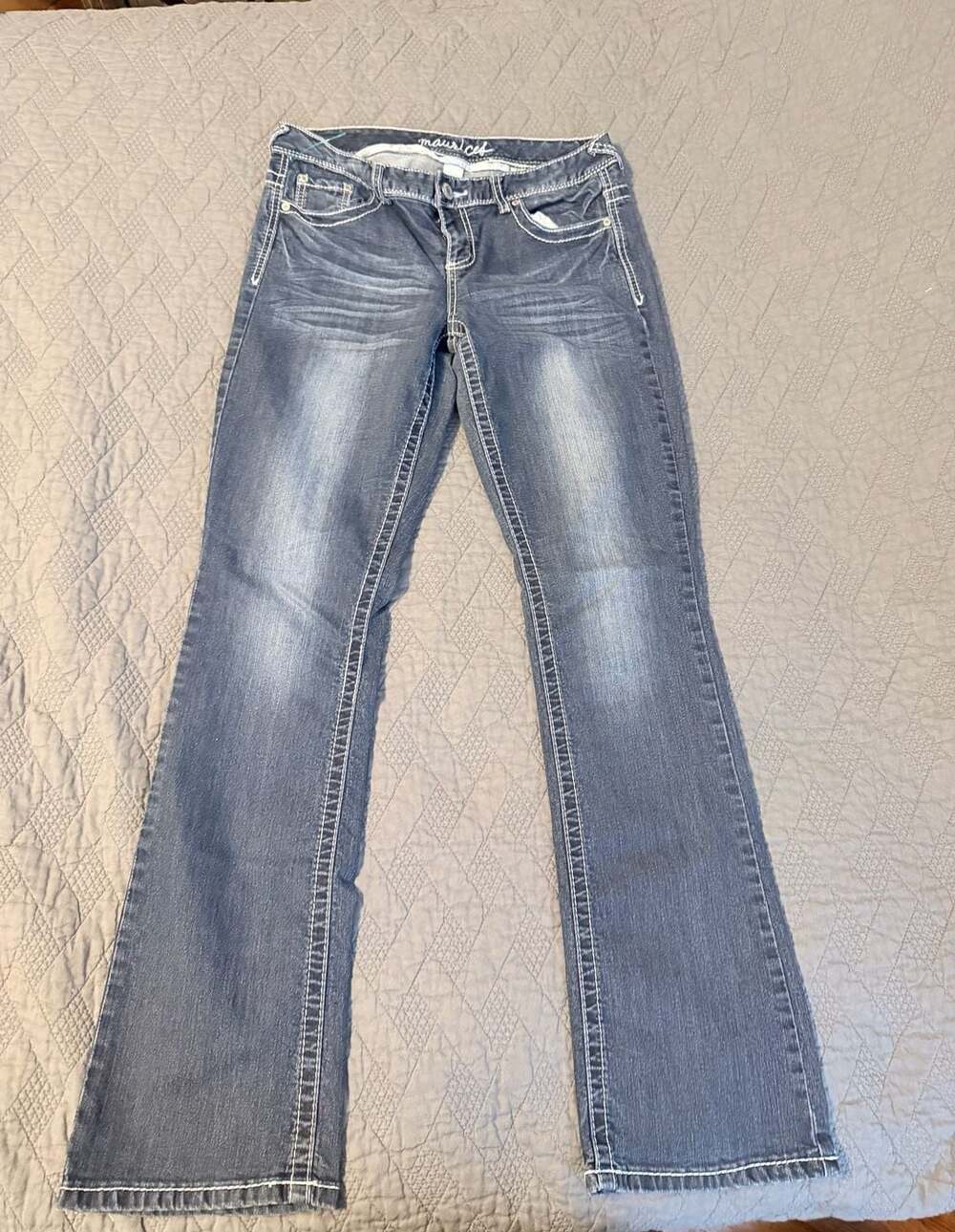 Y2k Western Maurices Women's Bootcut Jeans with Contrast Thick Stitching 7/8